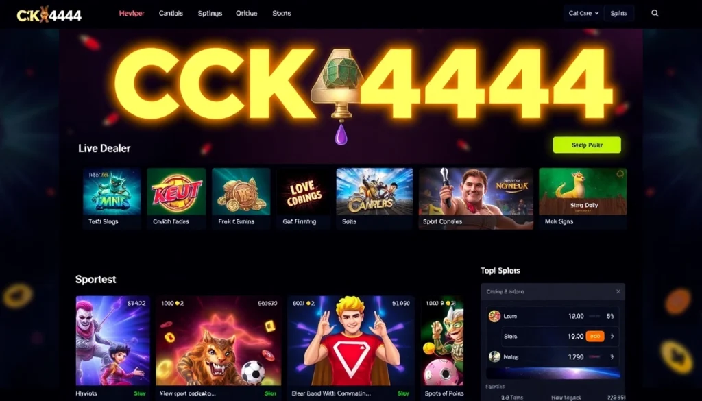 CK 444 online gaming platform with engaging slots, live casino, and sports betting interface for Bangladeshi players