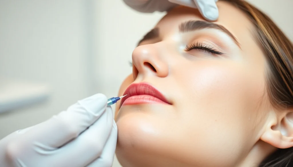 Botox Behandlung in progress, highlighting a qualified practitioner administering the treatment gently.