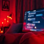 An intimate chat interface displayed on a computer screen in a cozy room.