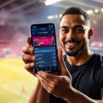 Reddy Anna Book betting app in action on a smartphone with sports background, showcasing live betting features for users.