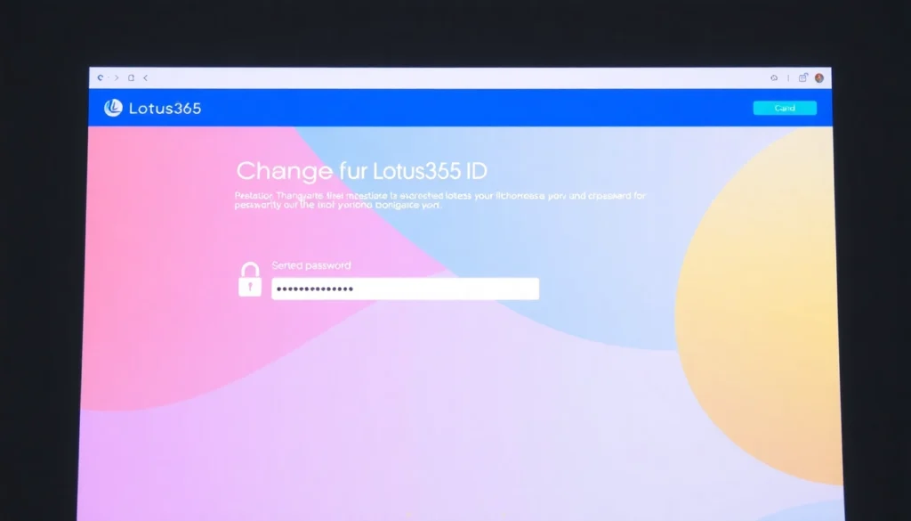 Illustration showing how to change password on Lotus365 ID platform with secure interface and user steps
