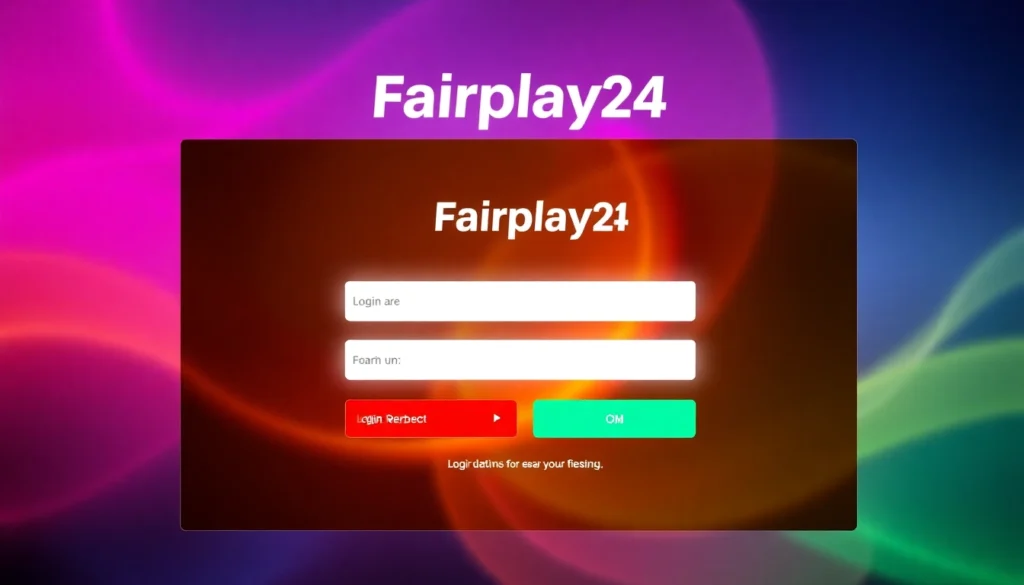 Secure Fairplay24 login screen with vibrant colors and modern design, inviting users to sign in