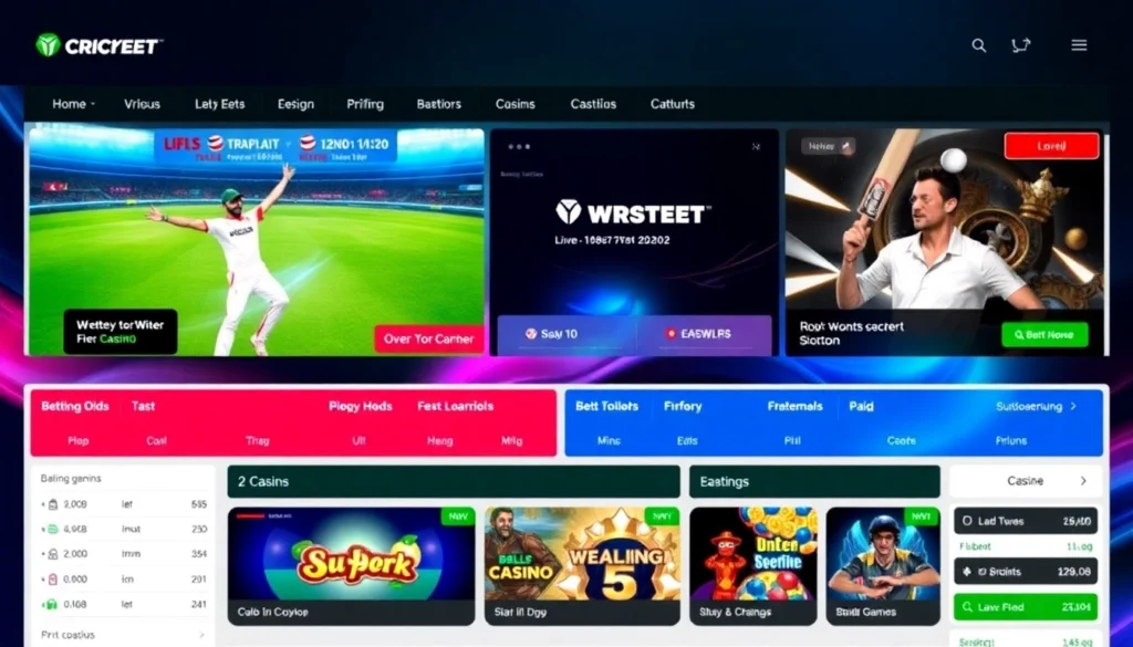 Reddy Book platform showcasing live cricket betting with odds and casino games in a vibrant, user-friendly environment for seamless wagering.