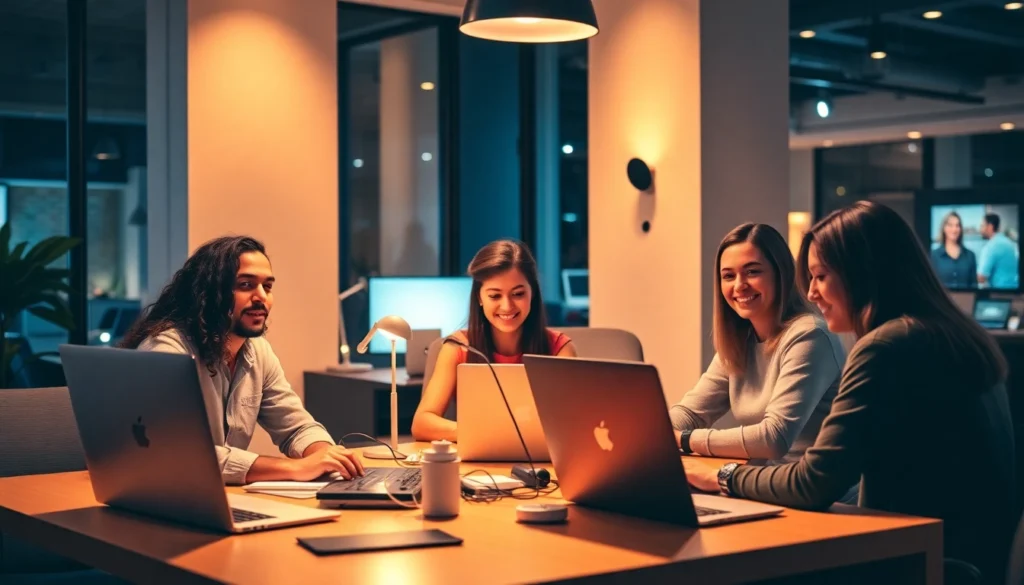 The image shows curated freelance talent collaborating remotely in a professional and inspiring