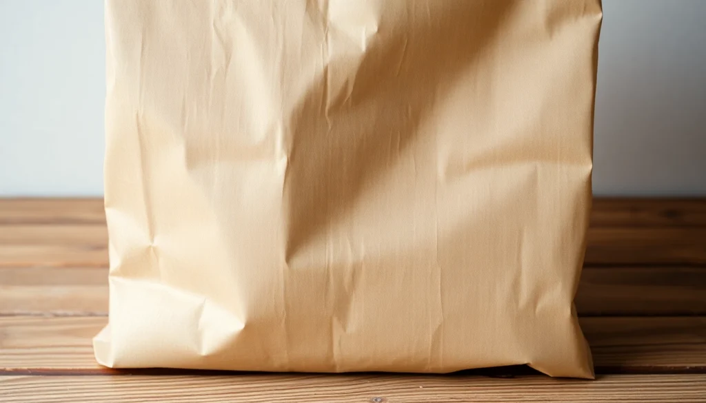 Showcase of a durable torba papierowa being filled with fresh organic produce, emphasizing