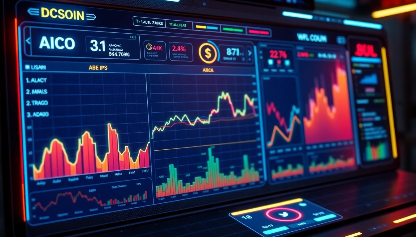 Clear visualization of aicoin market analysis on a futuristic digital dashboard for investors